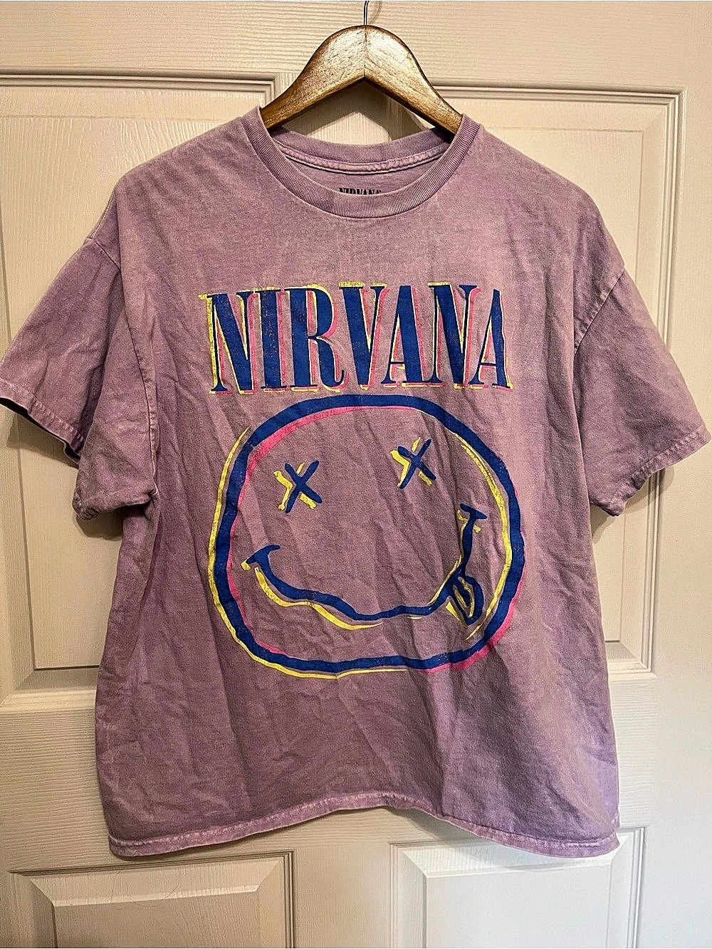 Nirvana Smiley Face Mineral Wash T-Shirt XL Purple